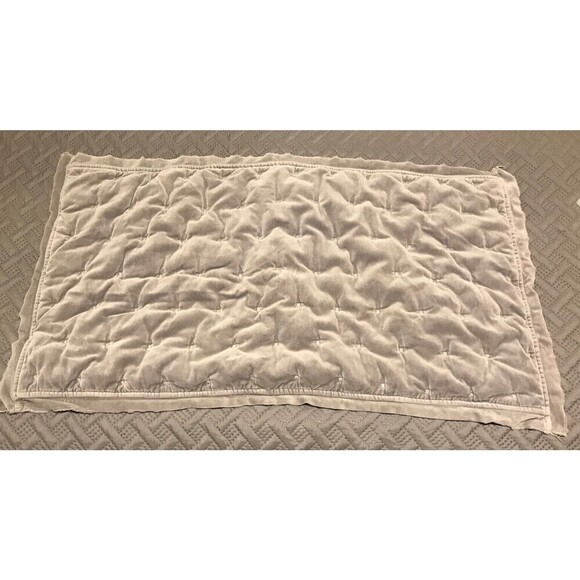 Pottery Barn Gray Rough Edge Darted Velvet King Sized Cotton Pillow Cover 37x21” - Picture 1 of 8